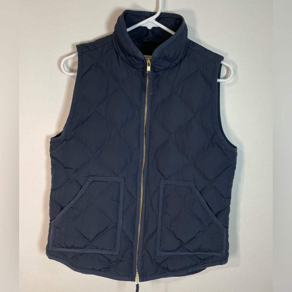 J. Crew Factory Down Quilted Puffer Vest, Navy Blue, Women’s Small